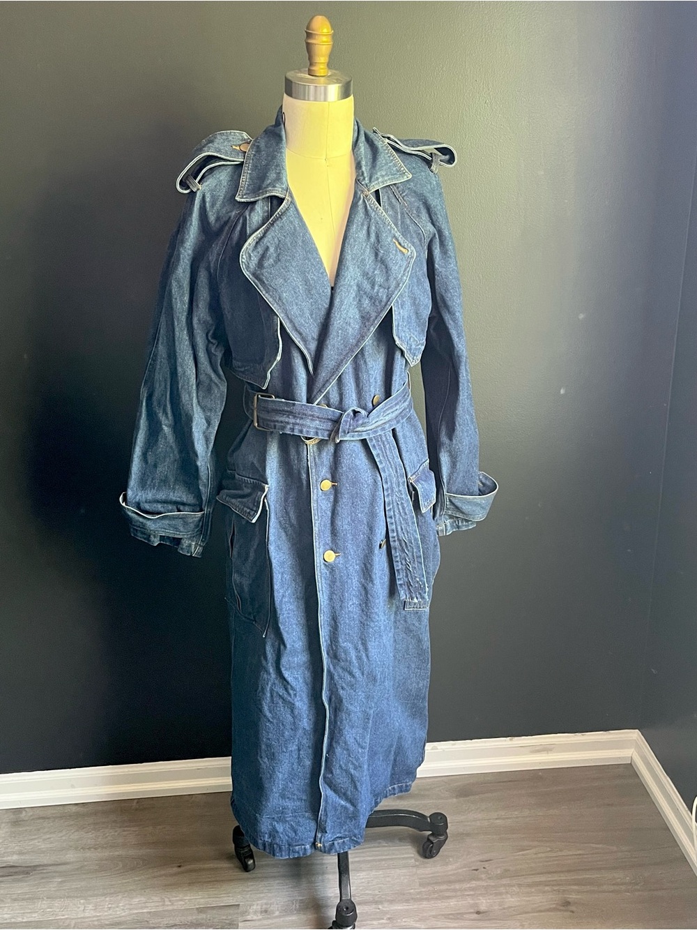 Rare 90s Avon Fashions Denim Trench Coat- Size M